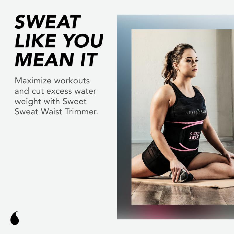 Transform Your Workout with the Sweet Sweat Ab Trainer - Adjustable Waist Trainer Belt for Maximum Sweat and Results in Black/Pink