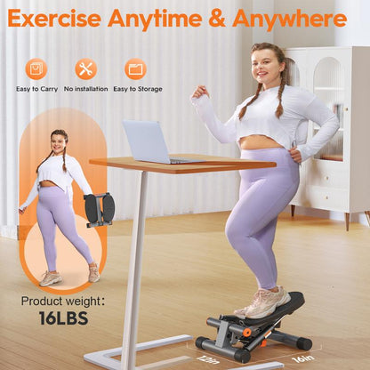 Niceday Compact Hydraulic Stepper with Resistance Bands - Perfect for Home & Office Workouts, 300LBS Capacity, Smart LCD Monitor