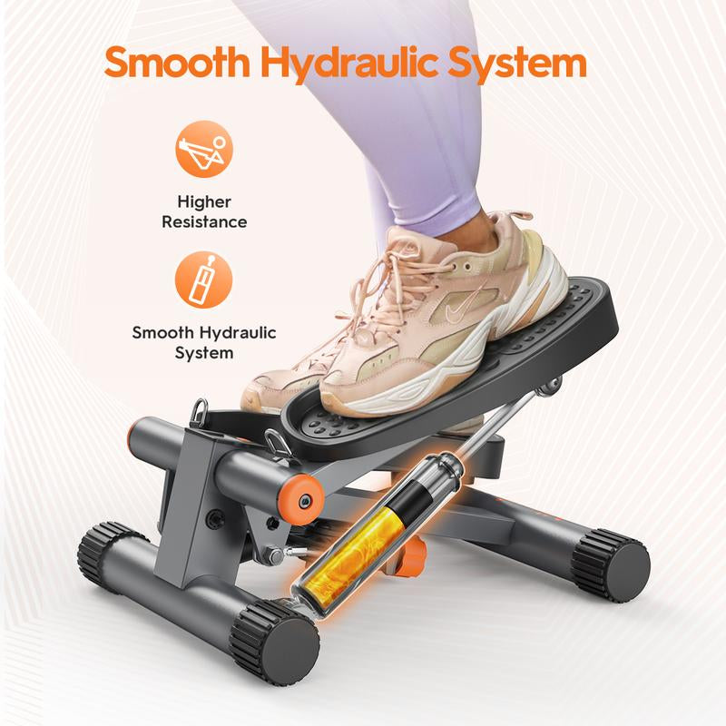 Niceday Compact Hydraulic Stepper with Resistance Bands - Perfect for Home & Office Workouts, 300LBS Capacity, Smart LCD Monitor
